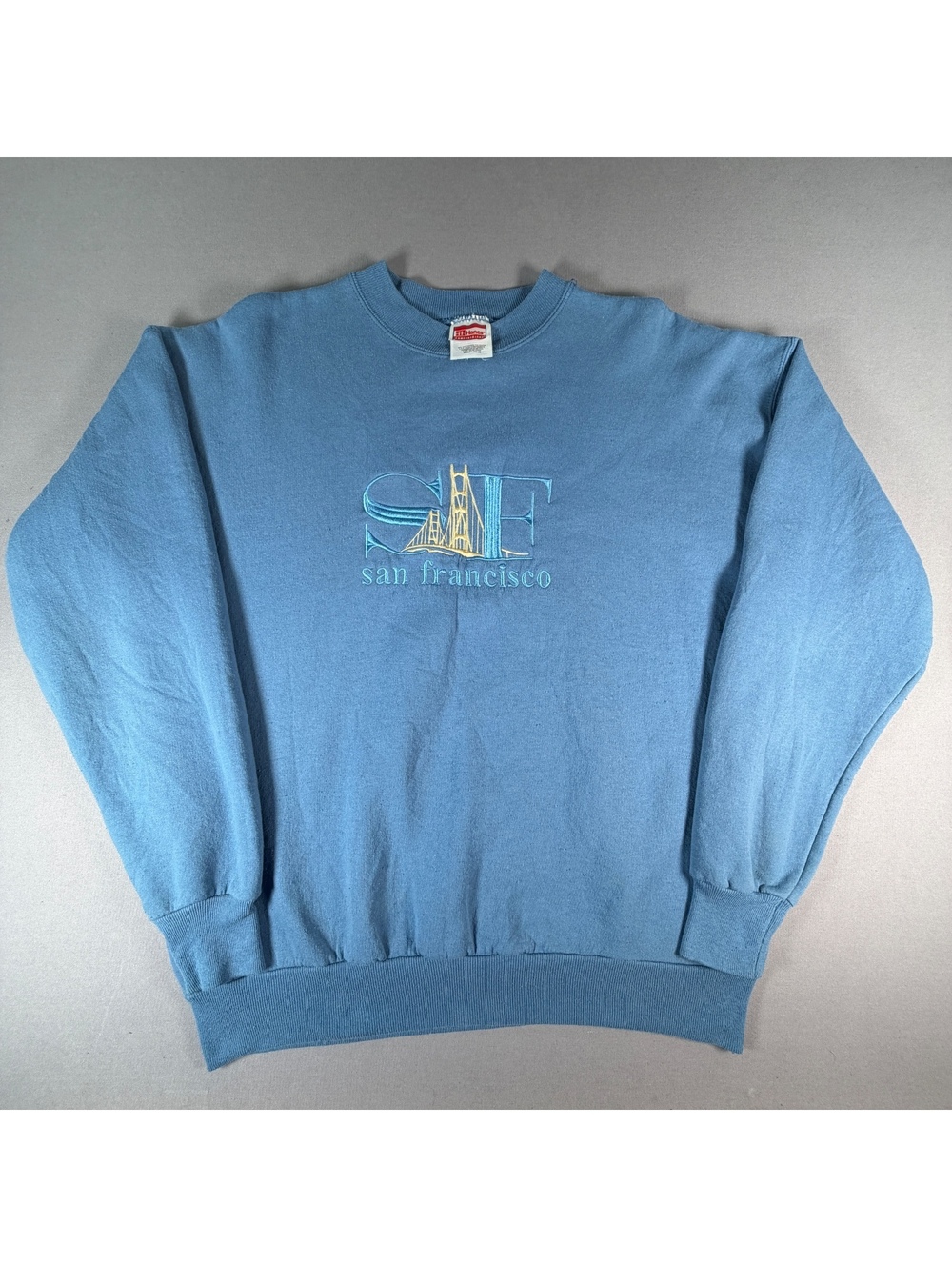 VTG 90s Hanes San Francisco Sweatshirt Mens XL Blue Golden Gate Embroidered